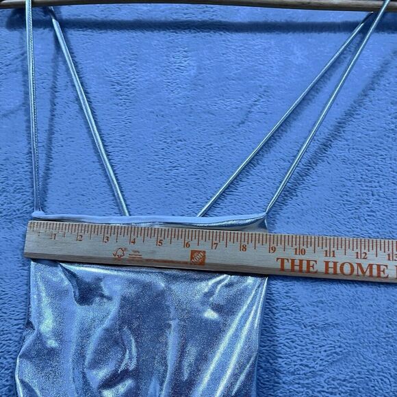 NWT Windsor Mini Dress Metallic Cross Back‎ M Silver Sleeveless Cosmos - Picture 5 of 7